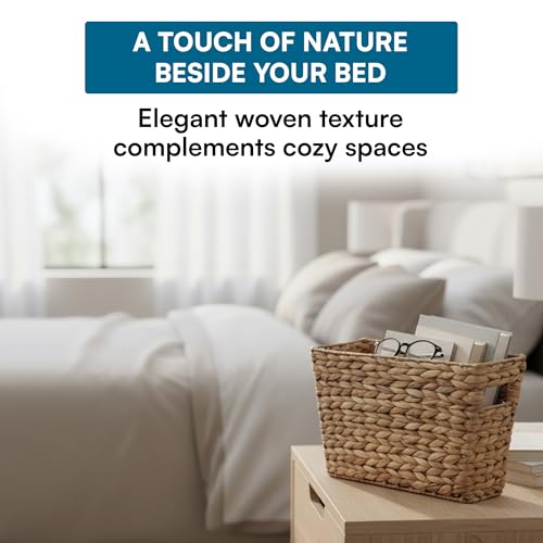 Image of Honey-Can-Do Woven Water Hyacinth Wicker Storage Basket, Magazine, Natural