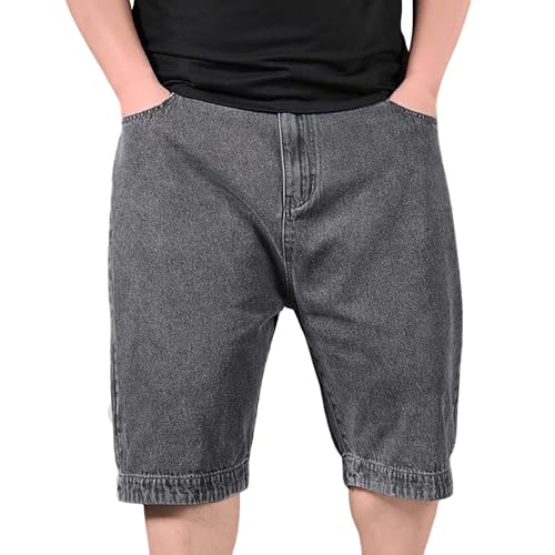Short en jean d'été léger et respirant coupe droite unie pour homme