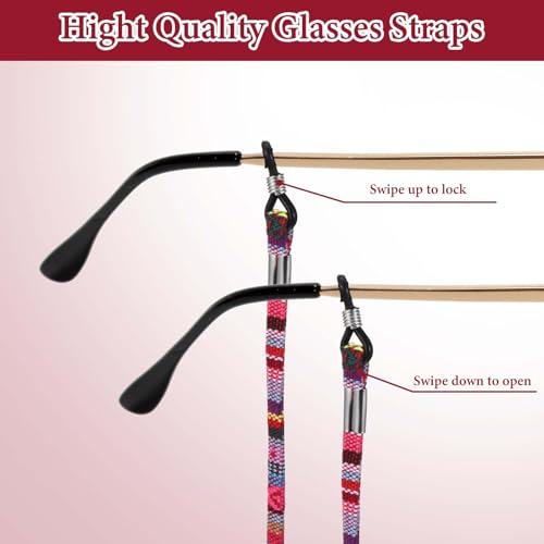 Image of 6 Pcs Eyeglasses Strap for Women Men, Bohemian Eyeglass Strap, Multicolor Eyeglass Chain, Leather Eye Glasses Holders Around Neck Lanyard Braided Accessory Chain
