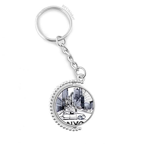 Porte-clé rotatif New York City : ne perdez plus vos clés grâce au style NYC Amour coloré