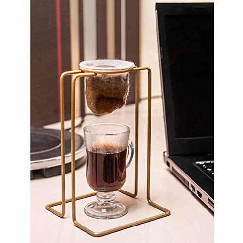 Suporte Passador De Café Aramado Individual Mini Coador De Pano Dourado