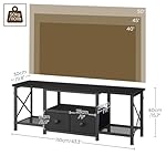 Small TV Stand with LED Lights, Entertainment Center with 2 Fabric Drawers and Mesh Shelves, Media TV Console Table for TVs up to 50 Inches, for Living Room, Bedroom, Black DS11DBB - Image 3