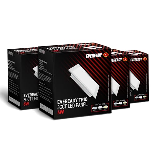 Image of Eveready 6W LED Trio Panel, Inbuilt 3CCT Modes (6500K-4000K-3000K), 4kV Surge Protection, Square, Pack of 4