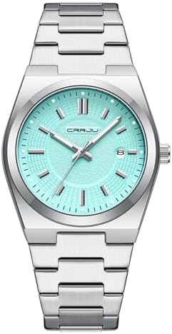 CRRJU Men Fashion Simple Stainless Steel Quartz Work Watches Silver