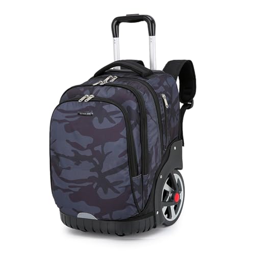 Rolling Backpack, 55L (14.5gal) Backpack with Wheels for Business, Waterproof Backpacks with Dual Handles and Silent Large Wheels, Carry on Backpack with Laptop Compartment (Black,22 inch)