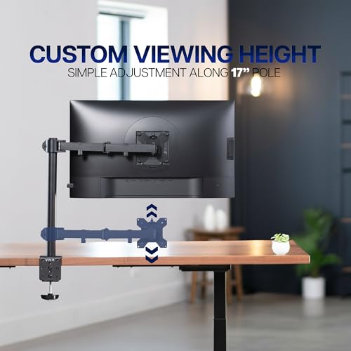 Image of VIVO Single 13 to 38 inch Ultrawide Monitor Arm Desk Mount, Regular Screens up to 32 inches, 22 lbs capacity, Fully Adjustable Stand with C-Clamp and Grommet Base, Black, STAND-V001.