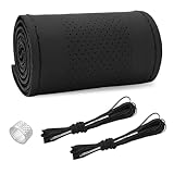 Ziciner Genuine Leather Steering Wheel Cover, Stitch on Wrap, Breathable Anti-Slip...