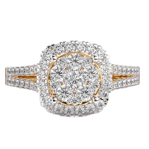 Bague argent sterling 925 moissanite plaqué or cube radiant LKJR_0726