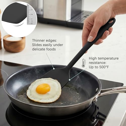 Image of Coukre Silicone Spatula Set of 7, BPA Free Food Grade Silicone Cooking Utensils, Heat Resistant Kitchen Tools for Nonstick Cookware, Dishwasher Safe Spatulas for Cooking and Baking(7,PureBlack)