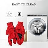 babepet Hunde Wintermantel 1/2 Hosenanzug mit Beinen, Wasserdicht Regendicht Hund Jumpsuit mit Fleece Futter, Winddicht, reflektierend, für Kleine und mittelgroße Hunde-Rot-XL
