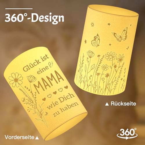 Sayregifty Geschenk für Mama, Mama Geschenke Geburtstag 3D gedruckten Nachtlampe mit Blumen-Motiv, Geschenke für mutter von Tochter/Sohn zum Geburtstag Weihnachten