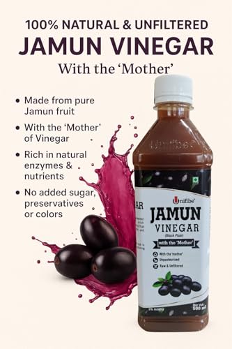 Image of Unifibe Jamun Vinegar (Sirka) | 100% Natural & Unfiltered | With the 'Mother' | Supports Blood Sugar, Digestion & Immunity - 500 ml (500 ml)