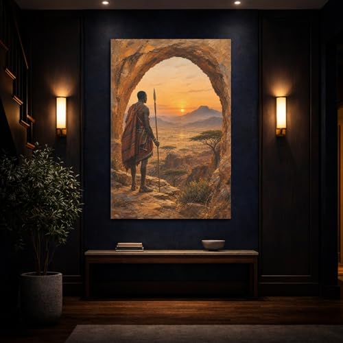 Tableau Safari Africain 80x120 impression canvas salon vertical