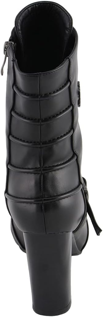 Milwaukee Leather MBL9431 Women's Black Lace-Up Fashion Boots with Block Heel and Buckle Strap