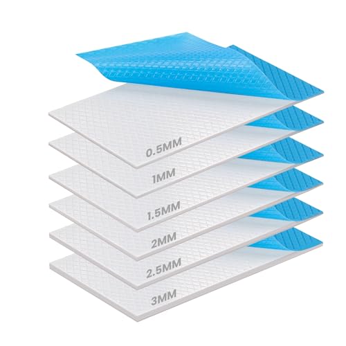 FEHONDA 100 x 50 x 2.0 mm Tear-Resistant Thermal Pad, Non Conductive Easy to Cut Thermal Pads with Reusability, Double-Sided Self-Adhesive Thermal Pads GPU for CPU/PS4/PS5/PC/RAM/Laptop/SSD