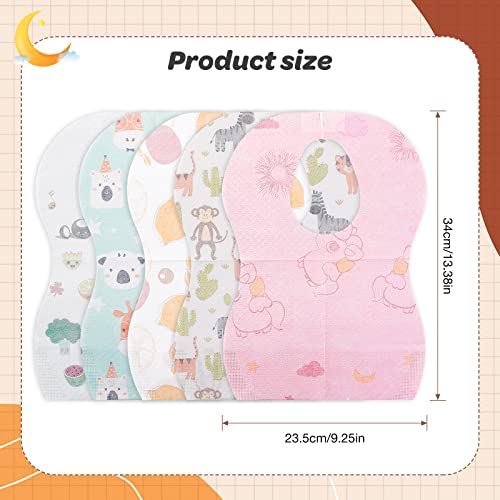 Buyockss 50 Pcs Disposable Bibs, Baby Bibs For Girls And Boys, Travel Bibs With Individual Package, Large Pocket, Waterproof And Adjustable #TOP6
