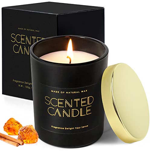 SCENTORINI Velas Perfumadas Aromáticas, Vela Perfumada en Cera de Soja Natural Set de Regalo para Cumpleaños, Mujer, Día de San Valentín Día de la Madre para Aliviar el Estrés, Ámbar y Madera de Oud Cover