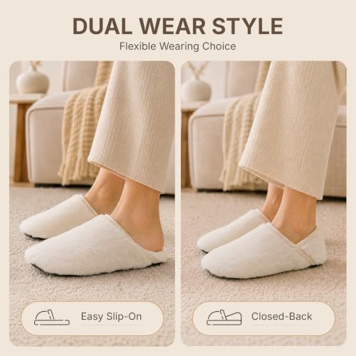 ATHMILE House Slippers for Women Men Barefoot Socks Pantuflas Para Mujer | Slip on Close Back Fuzzy Faux Fleece Lightweight Cozy Warm Comfort House Bedroom Home Travel Indoor Outdoor for Adult Grandma — view 5