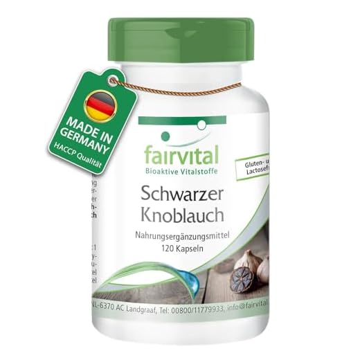 fairvital Schwarzer Knoblauch 600mg, 120 Kapseln 15-fach konzentrierter Extrakt aus schwarzem Knoblauch, für 4 Monate, qualitätsgeprüft und hoch dosiert, 100% vegan, Made in Germany