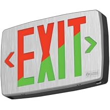 Lithonia Lighting Quantum LED Exit Sign, Dual Sided Emergency Exit Sign, Selectable Red and Green Colors, Pop-Out Chevrons, AC Power with Battery Backup, Brushed Silver LQM S BBS RG MVOLT M6
