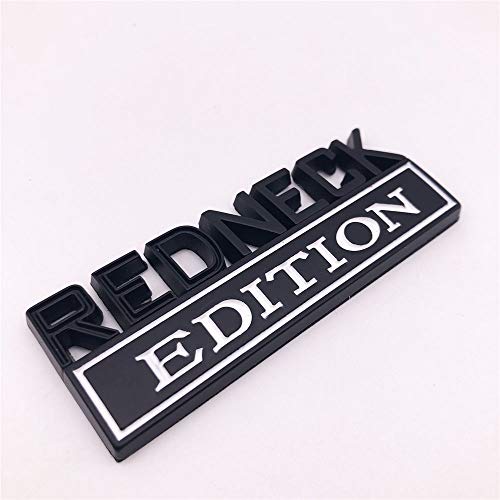 Image of 1PC Black and White Word Redneck Edition 3D Letter Metal Emblem Badge Sticker Decal for Truck or Car