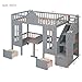 Twin Over Twin Bunk Beds with Stairs, Twin Loft Bed with Desk and Seat Can be Turned Into Bunk Bed, Wooden Convertible Bunk Bed with 2 Storage Drawers for Kids Teens, No Box Spring Needed (Gray)