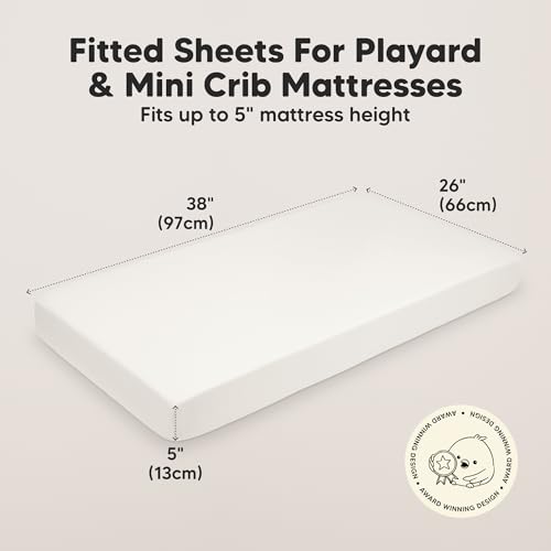 Image of 2-Pack Mini Crib Sheets Fitted, 38x26 Pack N Play Mattress Sheets (Khaki) | Organic Cotton Sheets for Pack and Play Mattress, Soft, Breathable Playard Bedding Sheet, Mini Toddler Bed Cover, Boys, Girls