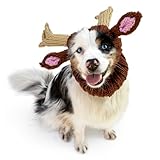 Zoo Snoods Reindeer Dog Costume - Neck and Ear Warmer Headband Protector (Medium)