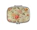 French Vintage Floral Toile Flower Custom Rectangle Silver Pill Box Pocket Medicine Tablet Holder Organizer Pill Decorator Case Purse
