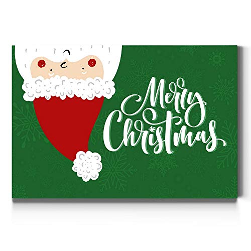 Renditions Gallery Upside Down Santa Wall Art, Christmas Decorations, Green, Red, & White, Cute & Funny Artwork, Premium Gallery Wrapped Canvas Decor, Ready to Hang, 32 in H x 48 in W, Made in America