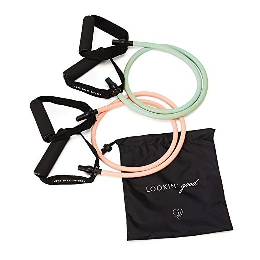 Love Sweat Fitness Resistance Tube Bands | Set of 2 Long Exercise Bands with Handles + Carry Bag | Light and Heavy Exercise Cords