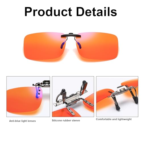 Sikweny Clip on Sonnenbrille Aufsatz Anti-Blaulicht Sonnenbrillen Clip für Brille Umdrehen Blaulichtfilter Doppelseitige Beschichtung Sonnenbrillen Aufsatz Brille für Männlich Weiblich