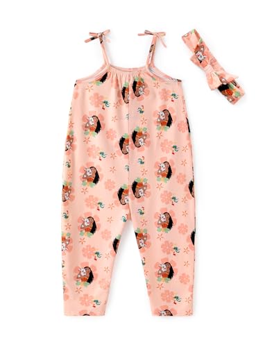 Image of Disney Frozen Elsa Princess Minnie Stitch Marie Girls Romper with Bow Tie Strap and Headband Cute Jumpsuit for Baby & Toddler