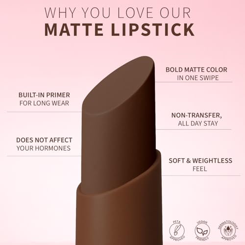 Image of TEEN TEEN Color Life Nontransfer Crayon Lipstick | Matte Finish with Built-in Primer | Waterproof & Long Lasting Lip Color | Smudge-Proof, Fade-Resistant Formula | Hot-Chocolate, 2gm