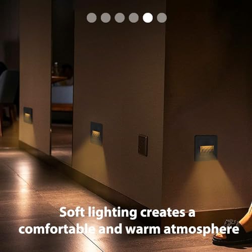 Image of Arotelicht 120V Indoor Outdoor Step Lights, LED Stair Lights Indoor Warm White 3000K, Waterproof Recessed Wall Lights for Deck, Stair, Bedroom, Kitchen, Balcony, Aluminum, 4Pack