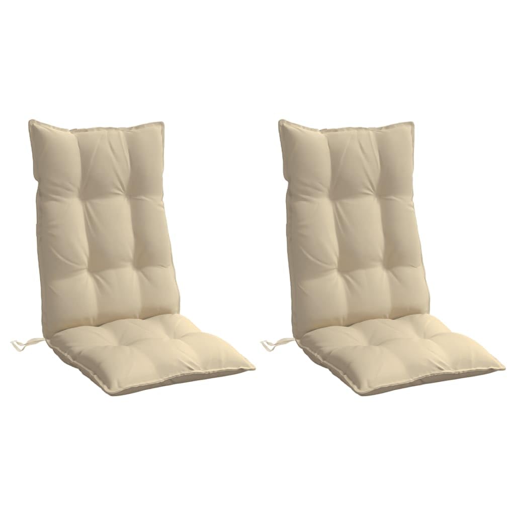 vidaXL Cuscini per Sedia con Schienale Alto 2 pz Beige Tessuto Oxford
