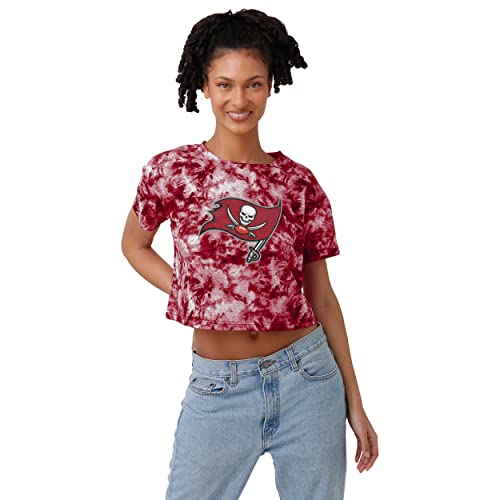FOCO Women's NFL Team Ladies Fashion Tie-dye Big Logo Crop Top Shirt, X-Large