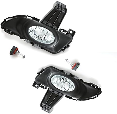 2014-2016 Mazda 3 Fog Light Set – Clear Lens, Halogen, W/ Bezels, Wires, Switch – Pair