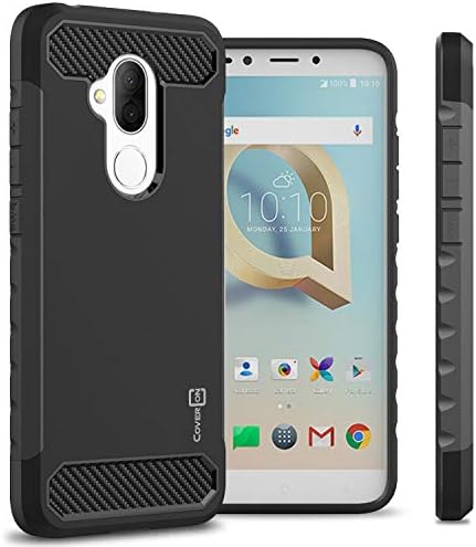 TMobile REVVL 2 Plus Case, Alcatel 7 Case, CoverON Arc Series Modern Protective Phone Case with Shockproof Protection and Carbon Fiber Accents - Black