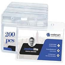 TOTDTDA 200 Pack Horizontal Badge, Name tag ID Holder, Extra Thick with Resealable Zip200 Pcs