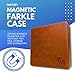 Luck Lab Farkle Dice Tray and Storage Case - Includes Embedded Scoring Combinations, 2 Sets of 6 Pearl Dice, 40 Sheet Score Pad and Pen Holder for The Classic Family Game (Brown)