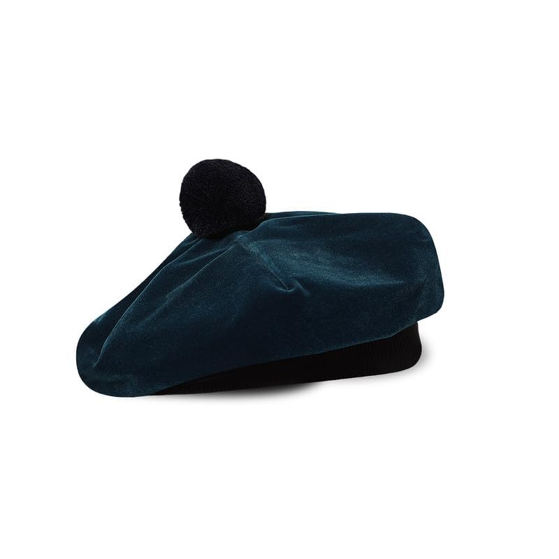 Image of Scottish Tam O' Shanter Hat Tartan Bonnet Pom Pom Wool Flat Cap One Size
