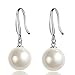 Women's Classical Freshwater Cultured Pearl Dangle Earrings 11-12mm White 925 Sterling Silver