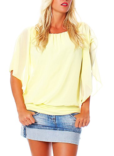 Malito Elegante Blusa Túnica Parte Superior Top Obersized 6296 Mujer Talla Única (Amarillo) Cover