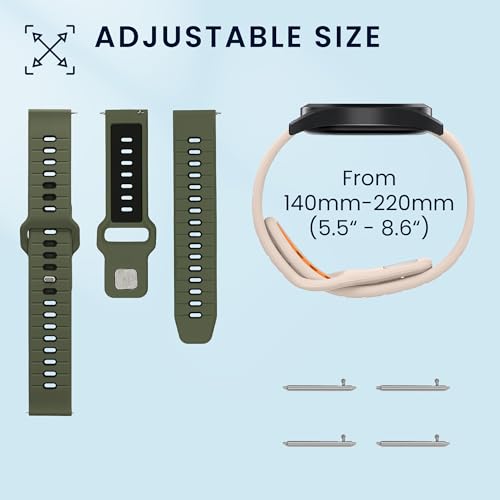 kwmobile Straps Compatible with 22mm Amazfit Bip 6 / Bip 5 / GTS 3 / Balance 2 Straps - 2x Replacement Silicone Watch Bands - Dark Green/Black/White/Orange - image 6