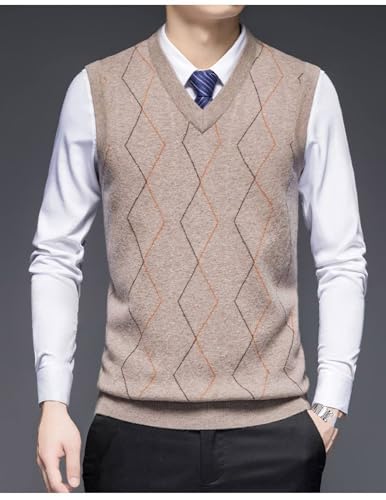 Chaleco clásico de otoño e invierno para hombre tejido con rombos argyle premium 5