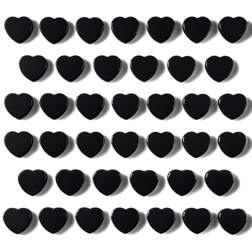 DUJEQM Fridge Magnets - 40PCS Cute Refrigerator Magnets, Decorative Mini Strong Magnets for Whiteboard, Locker, Photo & Map - Black Small Heavy Duty Magnet for Home Office School Kitchen (Heart)