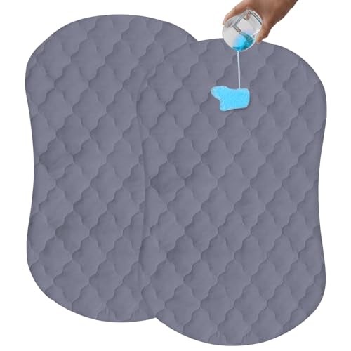 Image of Bamuho Halo Waterproof Bassinet Mattress Protector, 2 Pack Bassinet Mattress Pad Cover Compatible with Halo Bassinest Swivel Sleeper 3.0, Envelope Closure Style - Grey 31"x18"