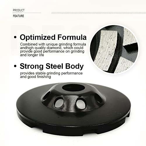 Shdiatool 4 Inch Double Row Diamond Grinding Cup Wheel For Concrete Granite Marble Masonry Brick Fits 5/8 Inch Arbor #TOP4