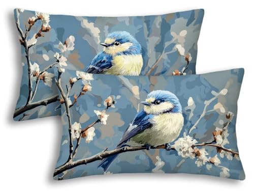 Housse de coussin extérieur imperméable déperlante double face motif oiseau - 2